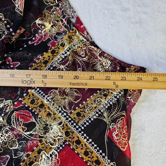 Susan Graver Sleeveless Open Front Sheer Vest Gold Baroque Drape Front Plus 2XL - Picture 13 of 13